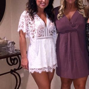 Lace off white romper